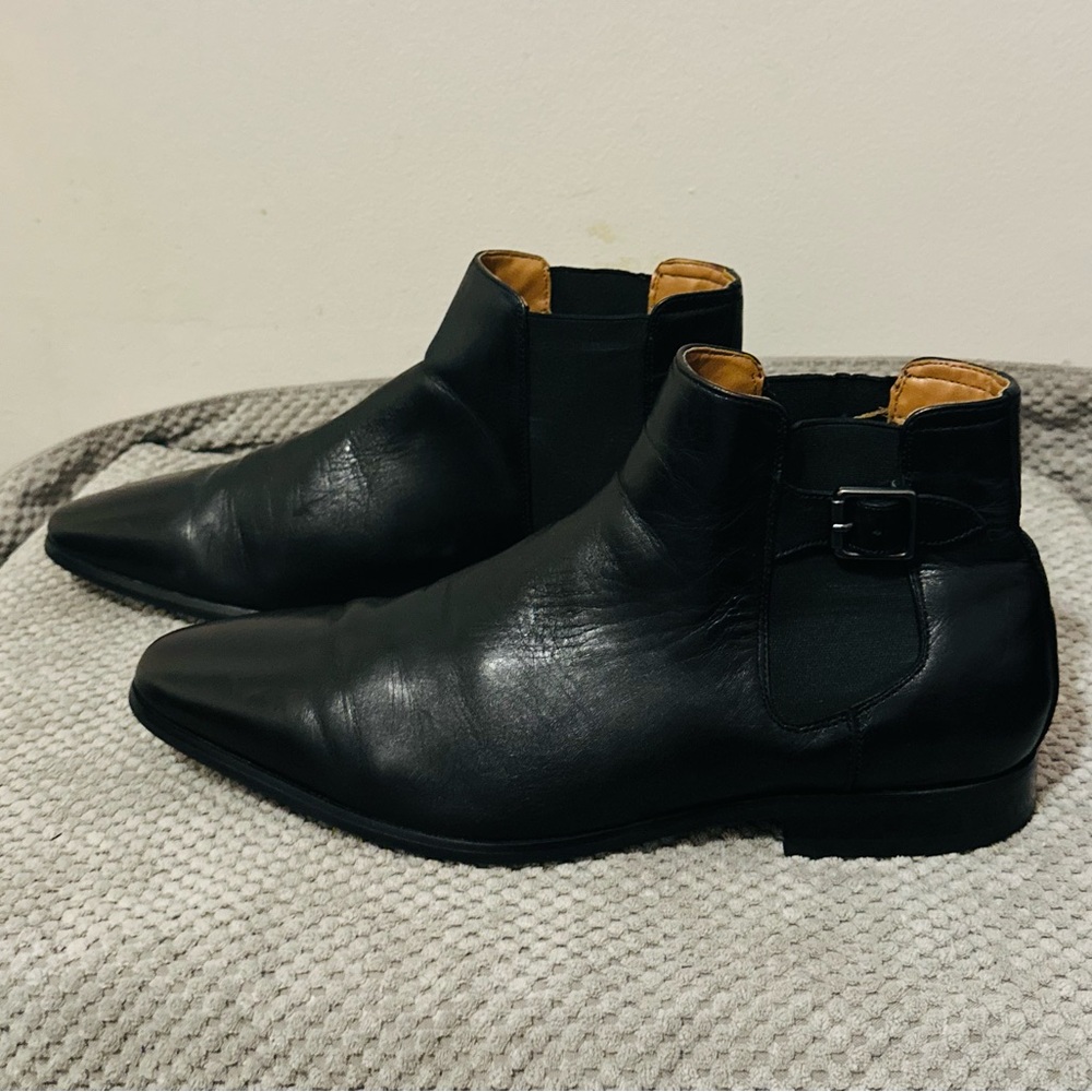 Aldo Flex Men's Black Leather Pointed Chelsea Ankle Boots size 11